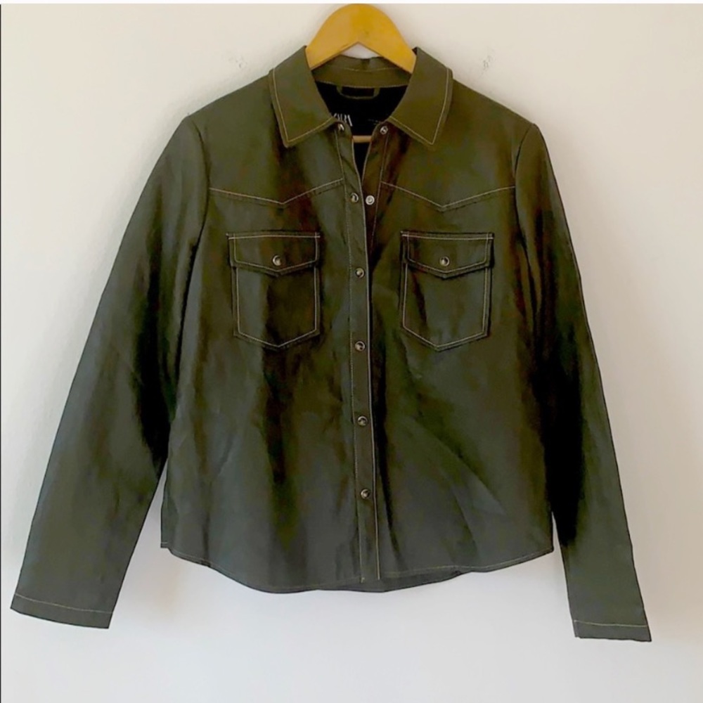NWT Zara Faux Leather Shirt Jacket